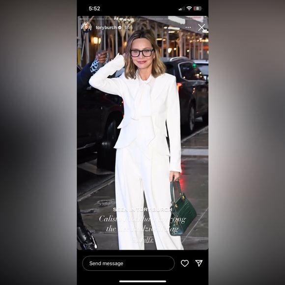 Authentic Tory Burch Lee Radziwill Satchel Croc Embossed Leather Satchel - Picture 14 of 15